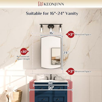 Keonjinn Medicine Cabinet 16 x 26 Inch, Surface Mount or Recessed Cabinets with Mirrors, Gold Metal Framed Wall Mirror with Storage, 2 Adjustable Shelves, Beveled Edge Frame | Adjustable Shelves, Different Curved Frame Design, Wall Mirror with Storage, Su