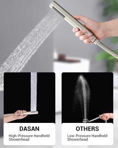 Dasan Rainfall Full Body Shower Faucet System with 12'' Round Shower & 6'' Shower Head,Brushed Nickel Dual Shower Head Faucets Set with Handheld & Valve, Double Shower Head System for Couples/2-Person - color: Brushed Nickel