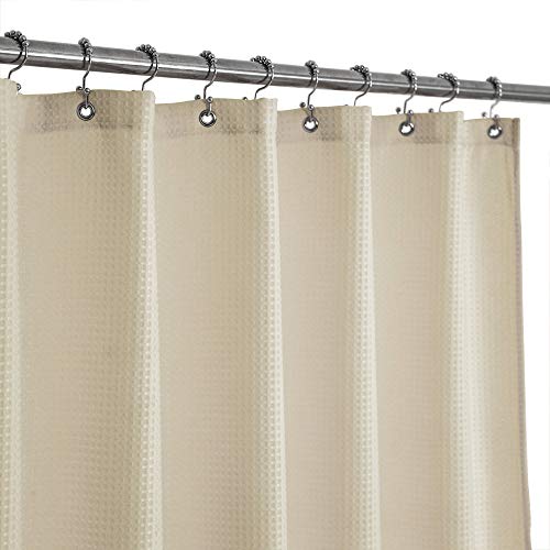 Barossa Design Waffle Weave Stall Shower Curtain Fabric 36 x 72 Inch, Cream | Hotel Luxury Spa, 230 GSM Thick Fabric, Water Repellent, Machine Washable, 36W x 72H for Small Stall - color: Cream, size: 36"W x 72"L (Pack of 1)