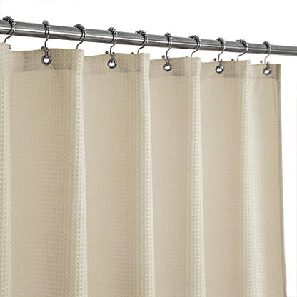 Barossa Design Waffle Weave Stall Shower Curtain Fabric 36 x 72 Inch, Cream | Hotel Luxury Spa, 230 GSM Thick Fabric, Water Repellent, Machine Washable, 36W x 72H for Small Stall - color: Cream, size: 36"W x 72"L (Pack of 1)