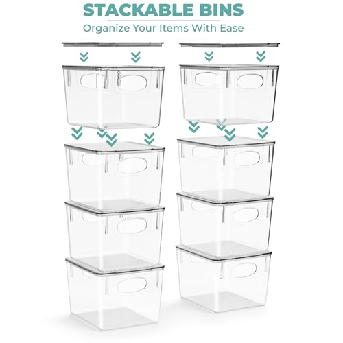 Sorbus Medium Plastic Storage Bins with Lids, Stackable Toy, Clothes, Medicine, Makeup, Closet, Art Supply, Bathroom, Shoe, Toy Organizer (4 Pack) - size: Medium, style: 4 Pack