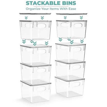 Sorbus Medium Plastic Storage Bins with Lids, Stackable Toy, Clothes, Medicine, Makeup, Closet, Art Supply, Bathroom, Shoe, Toy Organizer (4 Pack) - size: Medium, style: 4 Pack