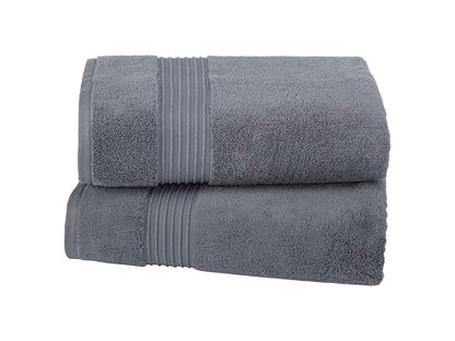 Milara Turkish Super-Plush Bath Towels Set 2-Piece | Premium Cotton Bath Towel Set Absorbent, Durable with Hanging Loops | Anthracite (Dark Gray) Turkish Bath Towels, (27 x 54 Inches) - color: Anthracite (Dark Gray), size: Bath Towel (2 Pcs) - 27" x 54"