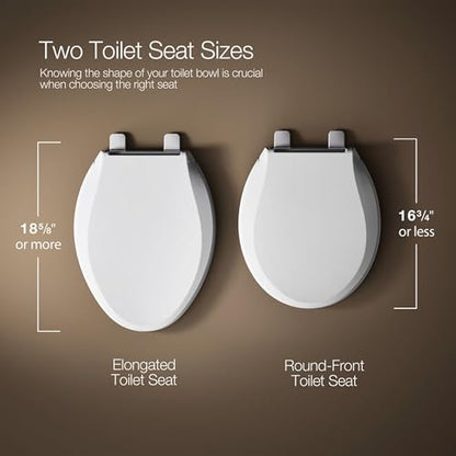 KOHLER 20111-0 Brevia, Slow Close Toilet Seat, Round Toilet Seat, Grip-Tight Bumpers Quick-Attach Hardware, White - size: Round