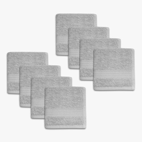 1888 Mills 8 Pack Premium Washcloth Set, True Classics Premium Cotton Blend, Super Soft and Highly Absorbent Washcloths for Bathroom, Hotels, Spa and Gym, Grey - color: Grey, size: Wash Cloth (Pack of 8)