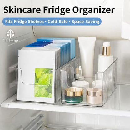 Skin Care Organizer & Face Mask Organizer with 4 Compartments | Sheet Mask Organizer & Makeup Palette Storage, Stackable Vanity Bin for Bathroom Countertop, Eyeshadow & Skincare Storage