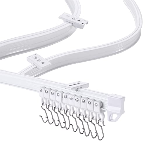 ZSTARR Flexible Bendable Ceiling Curtain Track, White Curtain Rail Curved Ceiling Curtain Track Mount for Room Divider, Shower Curtain, L Shape U Shape Bay Windows, RV Curtain Track