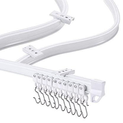 ZSTARR Flexible Bendable Ceiling Curtain Track, White Curtain Rail Curved Ceiling Curtain Track Mount for Room Divider, Shower Curtain, L Shape U Shape Bay Windows, RV Curtain Track