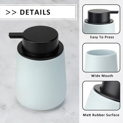 Soap Dispenser Ceramic with Easy-to-Press Pump Hand Lotion Liquid Dispenser for Shampoo Bathroom Kitchen 12 oz - color: Lightblue