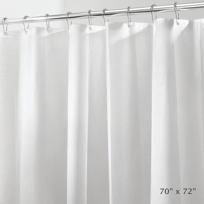 iDesign PEVA Waterproof Shower Curtain Liner, Frost, 72" x 70" | 12 Metal Grommets - color: Frost