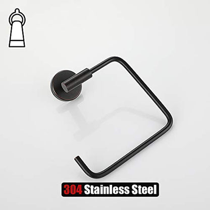 JQK Towel Ring Oil Rubbed Bronze, Stainless Steel Square Ring Towel Holder for Bathroom, 6 Inch ORB Wall Mount, TR140-ORB - color: Oil Rubbed Bronze
