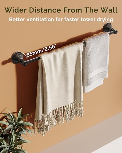Towel Bar 24inch, Stainless Steel Bathroom Towel Rack Wall Mounted, Heavy Duty Towel Rod, Towel Holders for Bathroom, Kitchen (Oil Rubbed Bronze) - color: Oil Rubbed Bronze