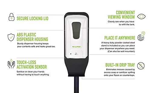 Alpine Automatic Hand Sanitizer Dispenser - Touchless Soap Dispenser with Floor Stand for Restaurant, Hospital, School, Hotel, Kitchen and Bathroom -1200mL Foam White - style: Foam w/ Stand