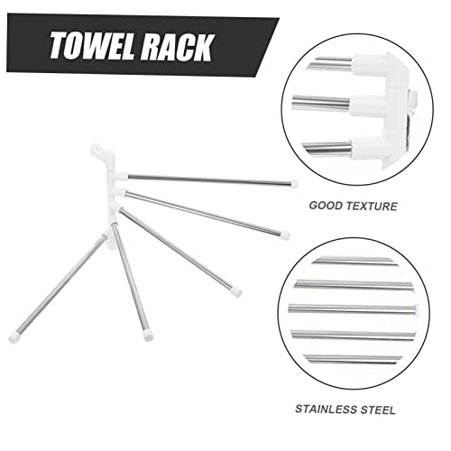 Operitacx Rotatable Bar Stainless Steel Towel Mounted Holder Punch Installation Resistant Kitchen Bathroom Storage Shelf for Towels