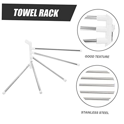 Operitacx Rotatable Bar Stainless Steel Towel Mounted Holder Punch Installation Resistant Kitchen Bathroom Storage Shelf for Towels