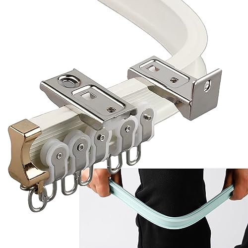 Flexible Bendable Ceiling Curtain Track Wall Mount, Sliding Ceiling Track System Aluminum Heavy Duty Room Divider Curtain Rod For Hang Curtains, Curved Shower, RV Curtain Rails, Bay Windows - color: White, size: 2m-6.5ft