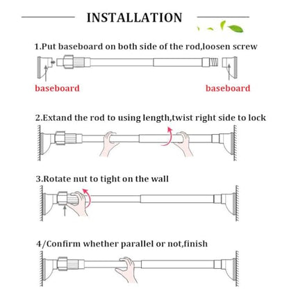 Bettli Spring Loaded Curtain Tension Rod Bit Holder Extensions 12-20 inches (Black 4) - color: Black 4