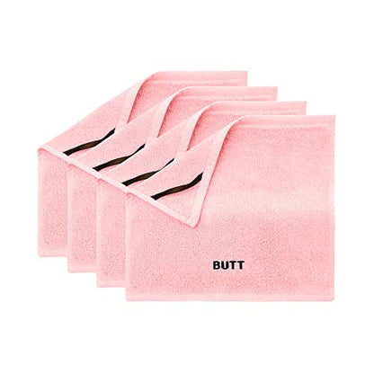 Crafty Cloth Gentle Backside Towel – Premium Bamboo Viscose Bidet Washcloth for Sensitive Skin – Reusable Personal Cleansing Cloth with Hanging Loop – Pink, 12x12 Inch - color: Pink, size: Embroidered 4-Piece Set