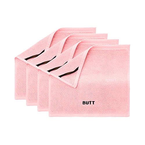 Crafty Cloth Gentle Backside Towel – Premium Bamboo Viscose Bidet Washcloth for Sensitive Skin – Reusable Personal Cleansing Cloth with Hanging Loop – Pink, 12x12 Inch - color: Pink, size: Embroidered 4-Piece Set