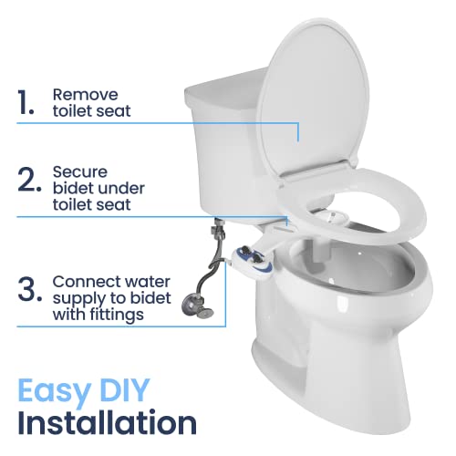 LUXE Bidet NEO 185 - Bidet Attachment for Toilet Seat, Rose Gold | Non-Electric, Dual Nozzle, Self-Cleaning, Adjustable Water Pressure, Rear & Feminine Wash - color: Rose Gold