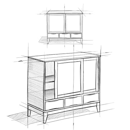 SIMPLIHOME Lowry 39" Wide Veneer and Metal Cabinet in Walnut Veneer - color: Teak Brown, size: 48 inch