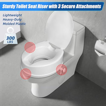Raised Toilet Seat with Lid for Elderly, 6" High Toilet Seat for Elongated or Standard Commode, Raised Toilet Seat for Seniors, Handicap Toilet Seat Riser with Cover - size: 6"