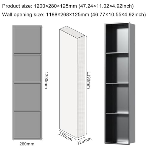 Stainless Steel Medicine Cabinet, Recessed Bathroom Niche with Glass Door, Hidden Tampon Storage Holder Wall Niche, Embedded Shower Caddy Organizer Bathroom Insert Shelf - size: Style 1