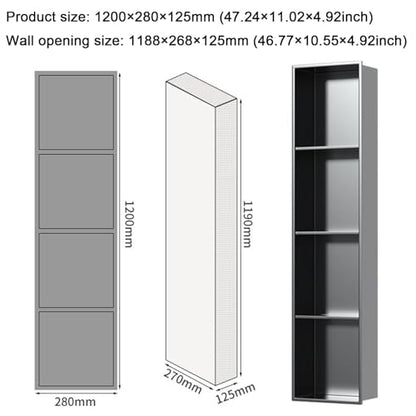 Stainless Steel Medicine Cabinet, Recessed Bathroom Niche with Glass Door, Hidden Tampon Storage Holder Wall Niche, Embedded Shower Caddy Organizer Bathroom Insert Shelf - size: Style 2