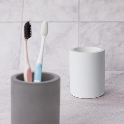 Drying Stone Toothbrush Holder, Diatomite Toothbrush Holders for Bathroom Counter, Quick Drying Electric Toothbrush and Toothpaste Holder Bathroom Organizer, White - color: White