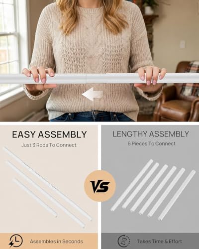 Extra Long Tension Curtain Rod No Drill by EZFurni, 82–123 Inch Heavy Duty Tension Rod with Lock-In Stability, Spring-Loaded Non-Slip Secure Hold for Shower, Window, Patio, 1.26" Diameter, White - color: White, size: 82-123 Inches