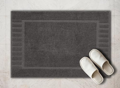 White Classic Luxury Bath Mat Floor Towel Set - Absorbent Cotton Hotel Spa Shower/Bathtub Mats [Not a Bathroom Rug] 22"x34" | 2 Pack | Charcoal - color: Charcoal