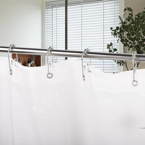 Resze U Shaped Shower Curtain Hooks Rings,12 Pcs Durable Rust Resistant Metal Shower Hooks, Double Glide Smoothly Anti-Drop Shower Rings for Shower Curtain Rod,Chrome - color: Chrome