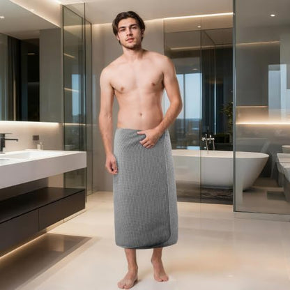 POLYTE 380 GSM Poly Blend Microfiber Quick Dry Waffle Bath Towel, 30x60 in | 2 Pack, Oversize, Lint Free, Body Towel - color: Gray
