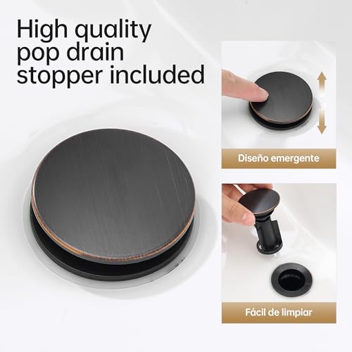 Bathroom Sink Faucet FRANSITON Centerset 8 Inch 2 Handle Bathroom Sink Faucet Lead-Free with Pop-up Drain Stopper and Supply Hoses (Oil Rubbed Bronze, 8 Inch) - color: Oil Rubbed Bronze