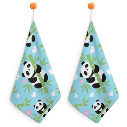 Panda Bamboo, Quick Dry Hand Towel with Hanging Loop for Gym | Absorbent Microfiber Bathroom Towel, Fast Drying Kitchen Towel, Soft Wash Cloth for Pool Bath Shower Fitness Travel, 12 Inch - size: 2PCS