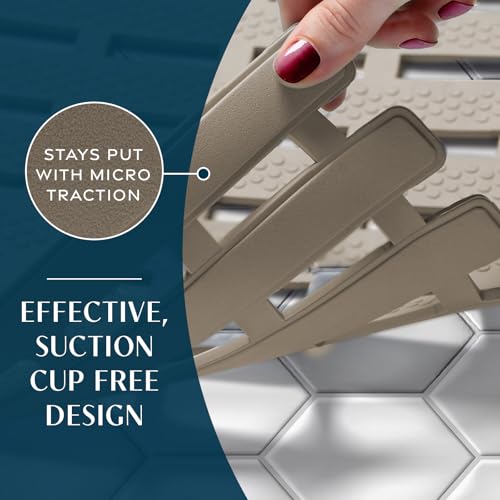 SlipX Solutions 31"x15" Weighted Non Slip Bath Mat for Textured Tubs, Tan | No Suction Cup Design, Safe For Refinished Bathtubs & Showers, Doesn't Float, Stays Put On Tile, Texture, & Stone - color: Tan