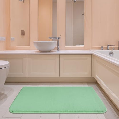 American Soft Linen 21x32 Fluffy Foamed Slip Reducer Bath Rug, Machine Washable Area Bath Mat Rugs for Bathroom, Sage - color: Sage Green, style: 21x32" Fluffy Foamed Bath Mat