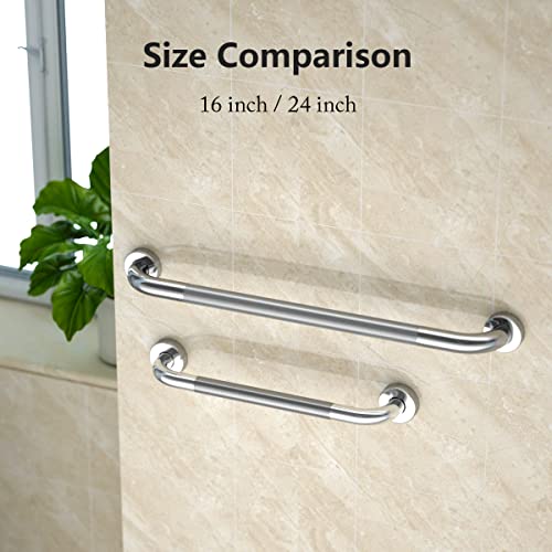 Anti Slip Shower Grab Bar 24 Inch, YuanDe Chrome Stainless Steel Bath Grab Bar, Knurled Bathroom Safety Rail, Shower Handrail Support, Handicap Elderly Injury Balance Assist Handles - size: 24inch-2 Pack
