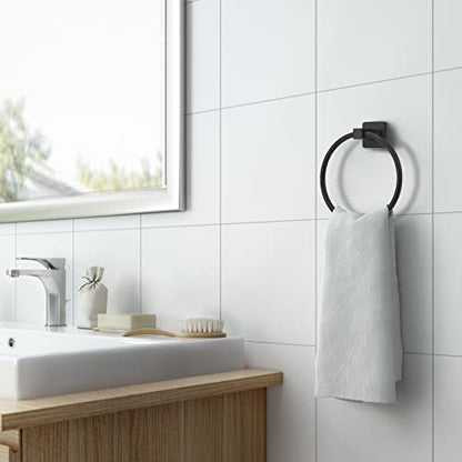 Bathroom Hardware Set 4 Pieces, Matte Black Stainless Steel Towel Bar Set, Includes 20In Towel Bar, Towel Ring, Robe Towel Hooks,Toilet Paper Holder, Bathroom Towel Rack Set - color: Black, size: 20Inch
