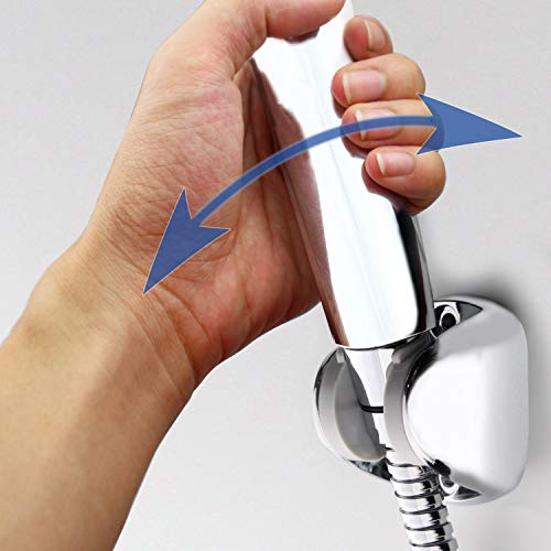 YOO.MEE Wall Mount Shower Bracket, Wide Angle Adjustment, Screw Fix, Chrome | For handheld shower head, large height adjustable, fits any shower space, mounting screws and wall anchors included