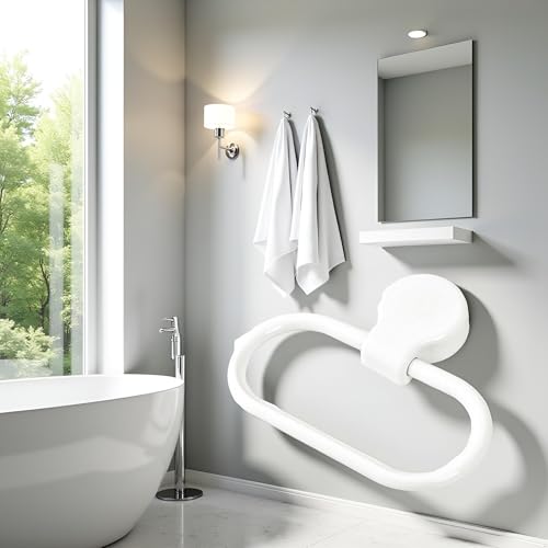 White Towel Ring Towel Rack Hand Holder for Bathroom Self Adhesive Non Punching Adhesive Towel Ring Kitchen Cloth Hanger Bath Towel Bars