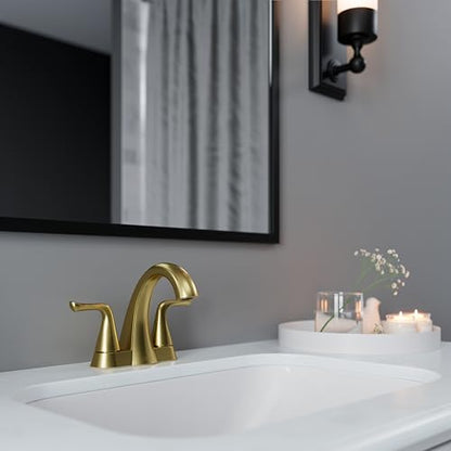Pfister Willa Bathroom Sink Faucet, 4-Inch Centerset, 2-Handle, 3-Hole, NSF Certified, Brushed Gold Finish, LF048MALBG (Pack of 3) - color: Brushed Gold, size: 3 Pack