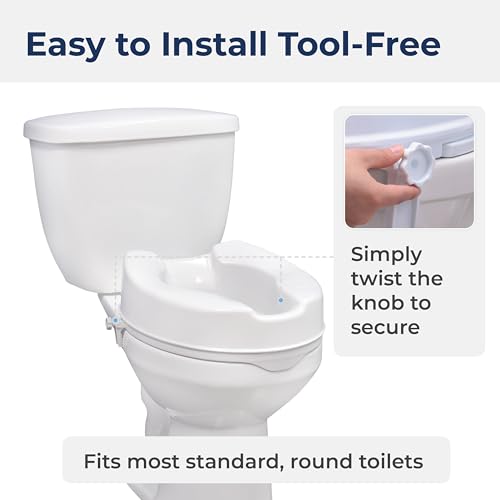 Drive Medical Raised Toilet Seat with Lock, Standard Seat, 4 Inch | Raised Toilet Seat with Lock Adds 4 Inches of Height and Stability to Any Standard Toilet Bowl at Home - size: 4 Inch (Pack of 1)