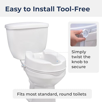 Drive Medical Raised Toilet Seat with Lock, Standard Seat, 4 Inch | Raised Toilet Seat with Lock Adds 4 Inches of Height and Stability to Any Standard Toilet Bowl at Home - size: 4 Inch (Pack of 1)