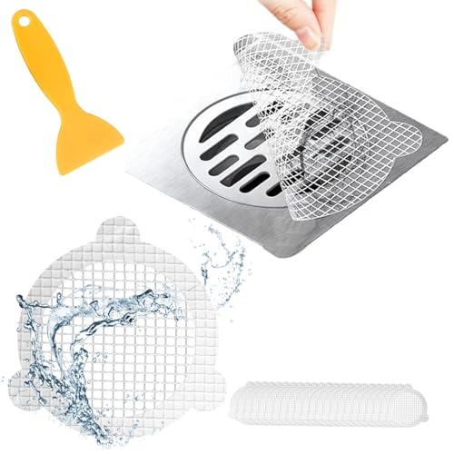 Disposable Shower Drain Hair Catcher, 3.54 Inches Round, 25 PCS | Stickers for Bath & Kitchen, For Human & Pet Hair, Mesh for Bathtub & Laundry, Drain Cover - size: Round - 25 Packs