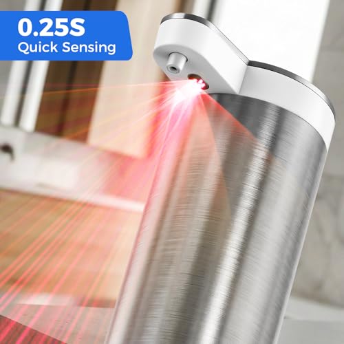Automatic Foaming Soap Dispenser Touchless, Stainless Steel Hand Soap Dispenser, USB Rechargeable, 4 Adjustable Levels, 11.8oz/350ml for Kitchen and Bathroom (Stainless Steel White, Foam) - color: Stainless Steel White, size: Foam
