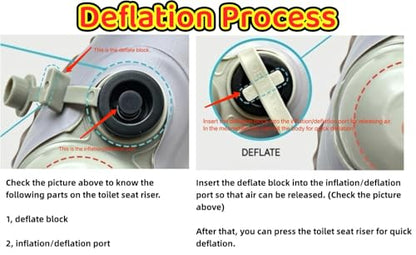 Inflatable Travel Toilet Seat Riser, Portable Toilet Seat Cushion with Suction Cups for Travel, RV, Camping - Comfortable Potty Seat (Light Grey)