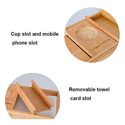 Expandable Bathtub Tray, Bamboo Bathtub Tray, Bathtub Caddy, with Tablet Holder, Mobile Phone Tray and Wine Glass Slot.