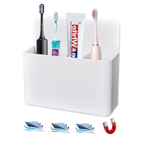 Magnetic Toothbrush Holder for Cruise Essentials, Wall Mounted Organizer for Caribbean/Alaska Cruise Essentials, Cruise Ship Essentials and Must Haves - color: White