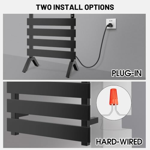 Poloma Freestanding Heated Towel Racks for Bathroom, Towel Warmer Rack, Towel Dryer, Matt Black. CSA Certified. | 2 IN 1 Freestanding & Wall Mounted, Electric Towel Dryer, Matt Black. CSA Certified. - size: WIDE BAR